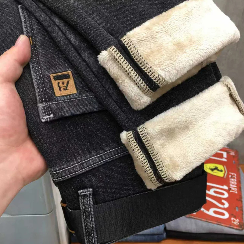 Winter Fleece New Style Men's Denim Pants - Warm, Stylish, High-End, Trendy, Stretch Fit Slim Fit Jeans