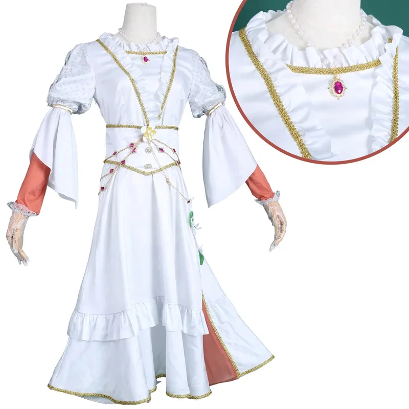 Costume de cosplay Identity V Ada Mesmer, psychologue, avec perruque Juliet blanche et jupe blanche, pour femme, sexy et traditionnel.