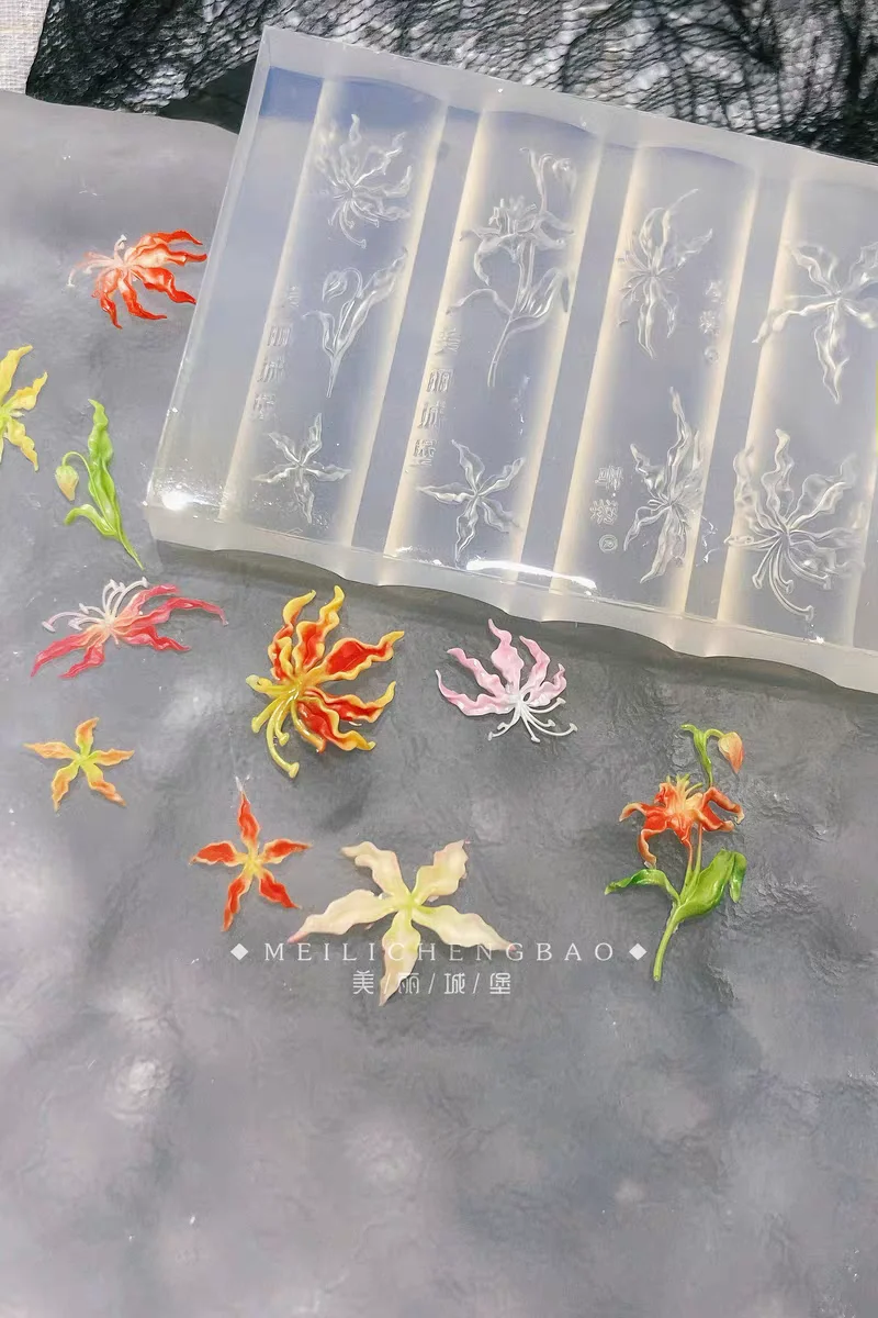 1pc Magnolia Blume Schlange Rose Blume 3D Acryl Nagel Form Nail art Dekorationen Silikon Stanzen Platten Nagel Zubehör