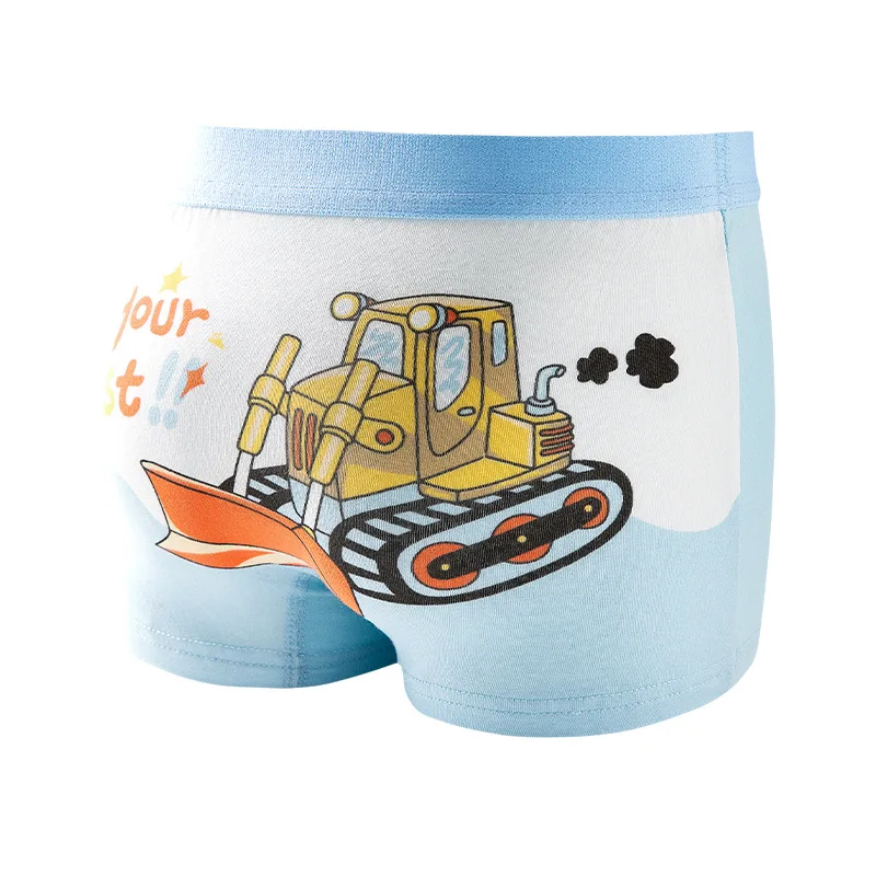 4Pcs Boys Underwear Cartoon Construction Vehicle Boxer Briefs Kids Clothes A-Class Cotton Breathable Soft Children Underpant - view 2
