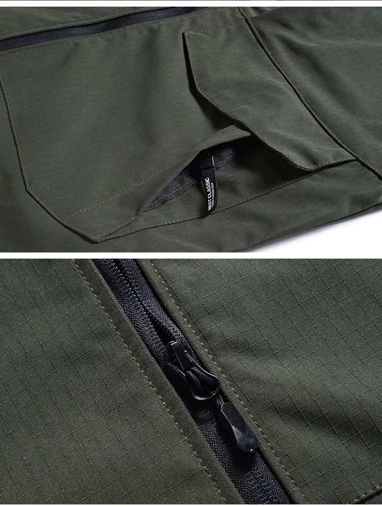 Frühling Herbst Herren Softshell Taktisches Zweiteiler-Set Wasserdicht Winddicht Multi-Taschen Abnehmbare Kapuze Jacke Gerade Cargohose – Detail 24