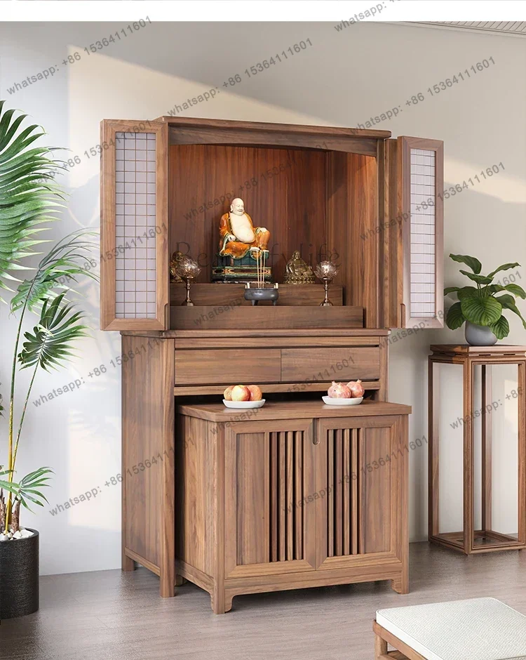 Buddhist Shrine Offering Altar Integrated Guanyin Bodhisattva Standing Cabinet With Door God Of Wealth Buddhist Cabinet
