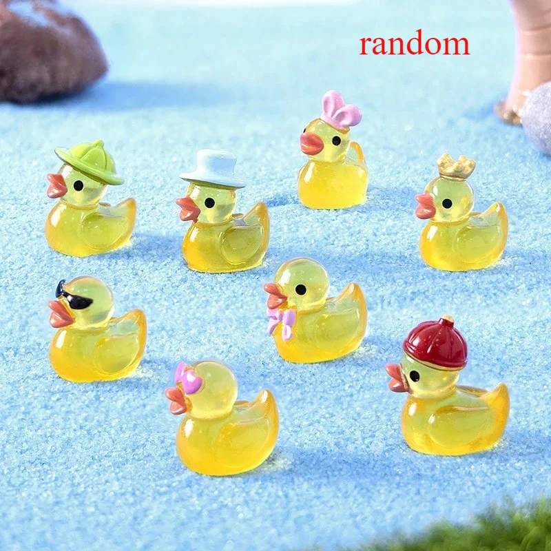 100/50PCS Mini Gelbe Leuchtende Ente Ornament Miniatur Figuren Winzige Ente Micro Fee Garten Landschaft Fee Garten Wohnkultur