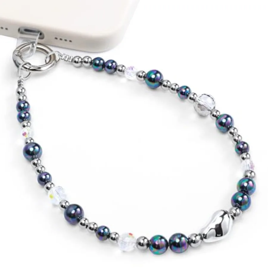 

Phone Charm for Women, Beaded Wrist Strap Lanyard with Tether Tab, Anti Theft Hands Free Detachable Phone Chain Wristlet