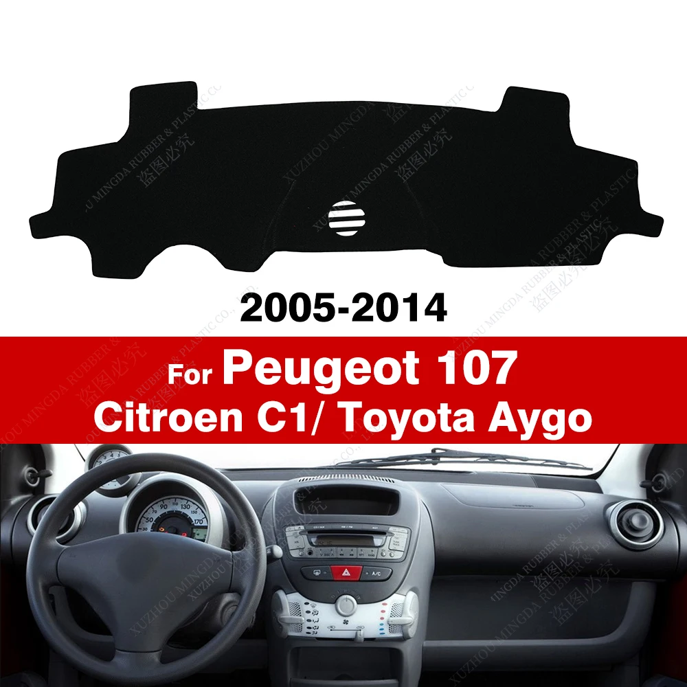 Pokrowiec na deskę rozdzielczą do Peugeot 107 / Citroen C1/ Toyota Aygo 2005-2014 06 07 08 09 10 11 12 13 Mata rozdzielcza Dywaniki Akcesoria samochodowe