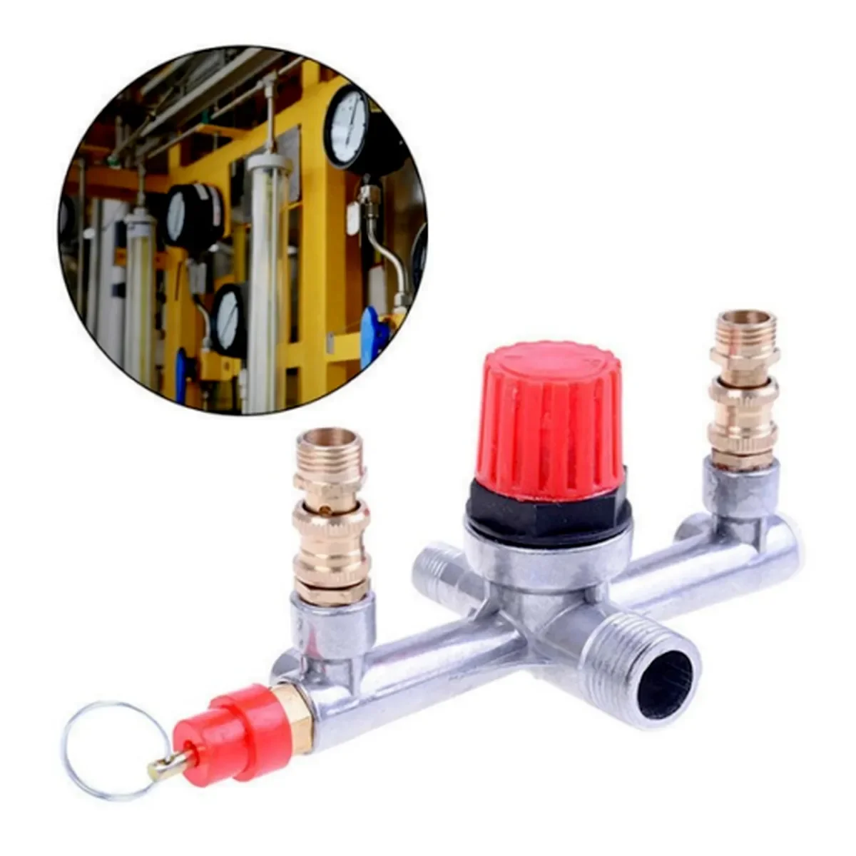 Air Compressor Pressure Valve Switch Control Manifold Regulator Gauges Tools 20mm External Thread