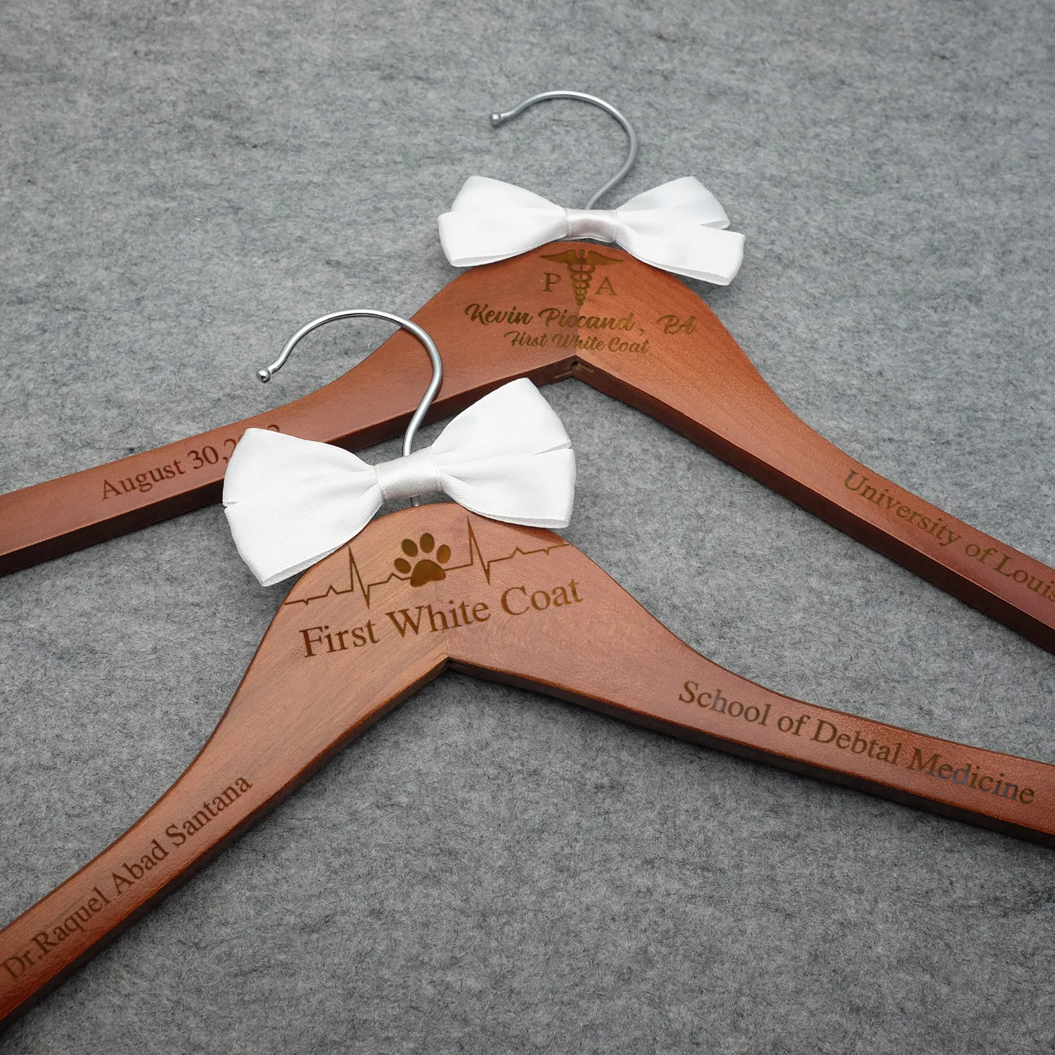 

Personalized First White Coat Hanger, Custom Gift for New Doctor, Medical School Graduation Gift