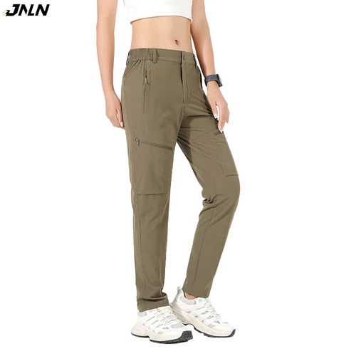 JNLN Pantalones de verano para mujer, pantalones impermeables con elasticidad en 4 direcciones para exteriores, senderismo, Camping, escalada, montañismo, pantalones de secado rápido