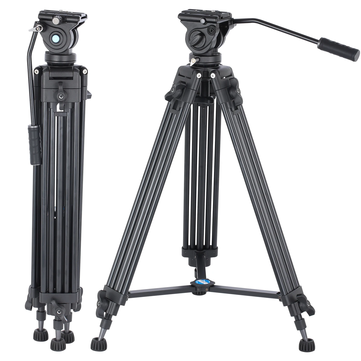 Professional Heavy Duty Aluminum Tripod Hydraulic Damping Head Tripod for DSLR Camera Video Camcorder Phone-15kg Load Capacity