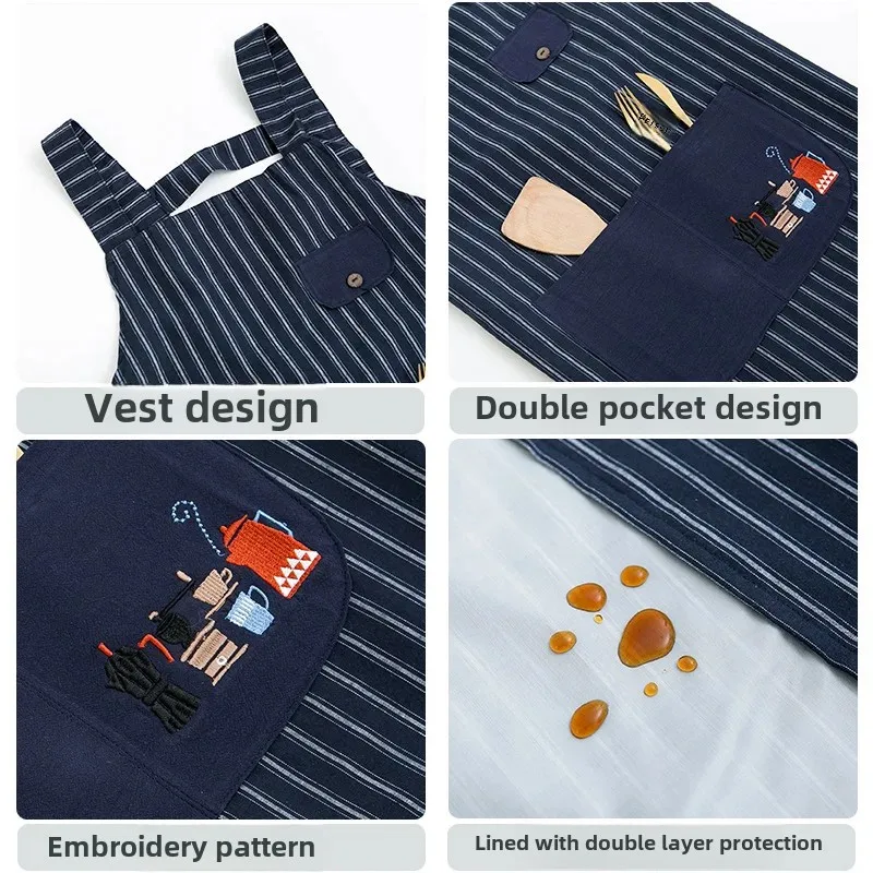 Fashionable Cotton-Padded Apron For Kitchen And Workplace Women's Creative Apron Artistic Tie Ying For Men And Women