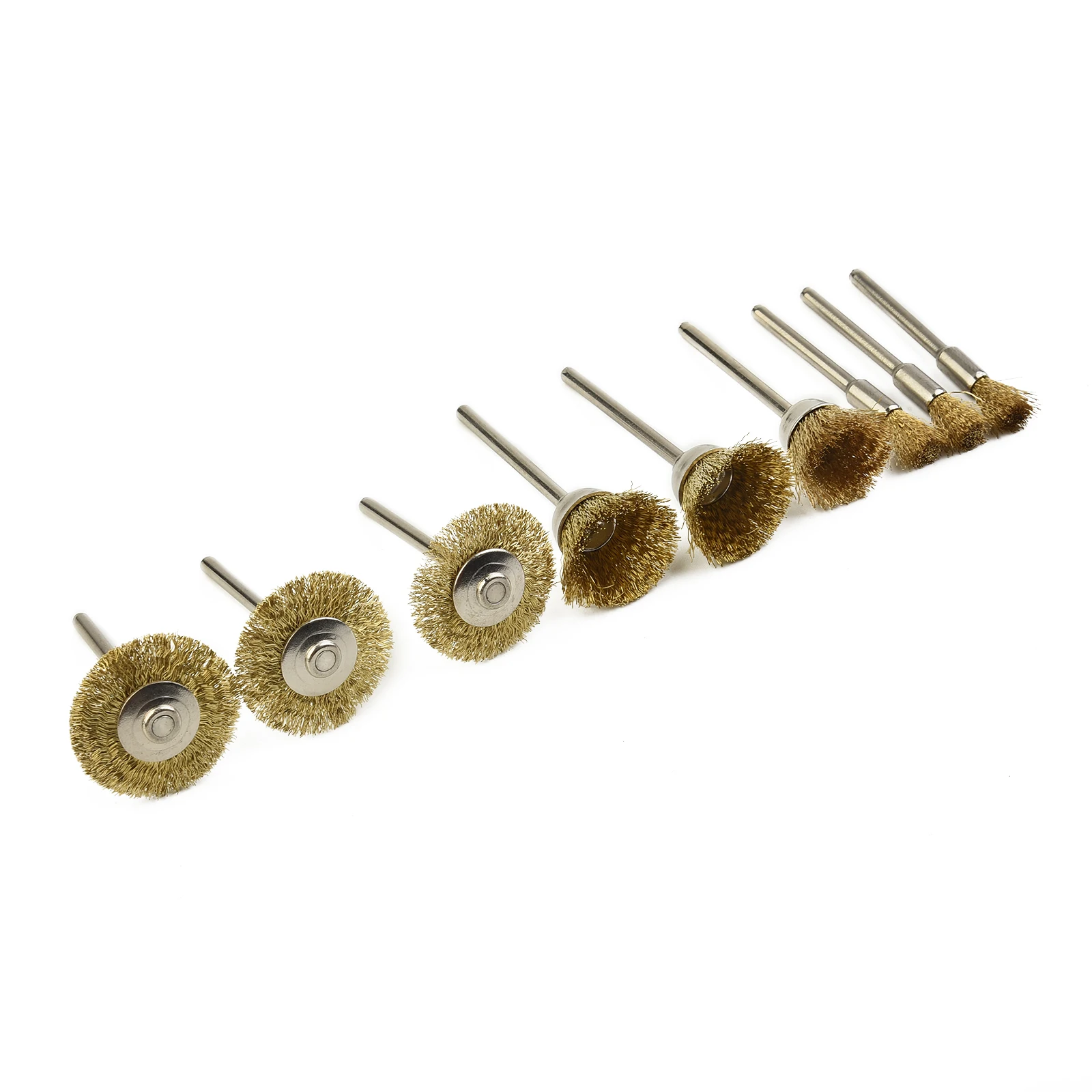 Rueda de pulido de cepillo de taladro de 9 piezas, rueda de alambre de latón de 6/18/22mm, vástago de 1/8 "para acero, aluminio, Metal, eliminación de óxido, herramientas rotativas