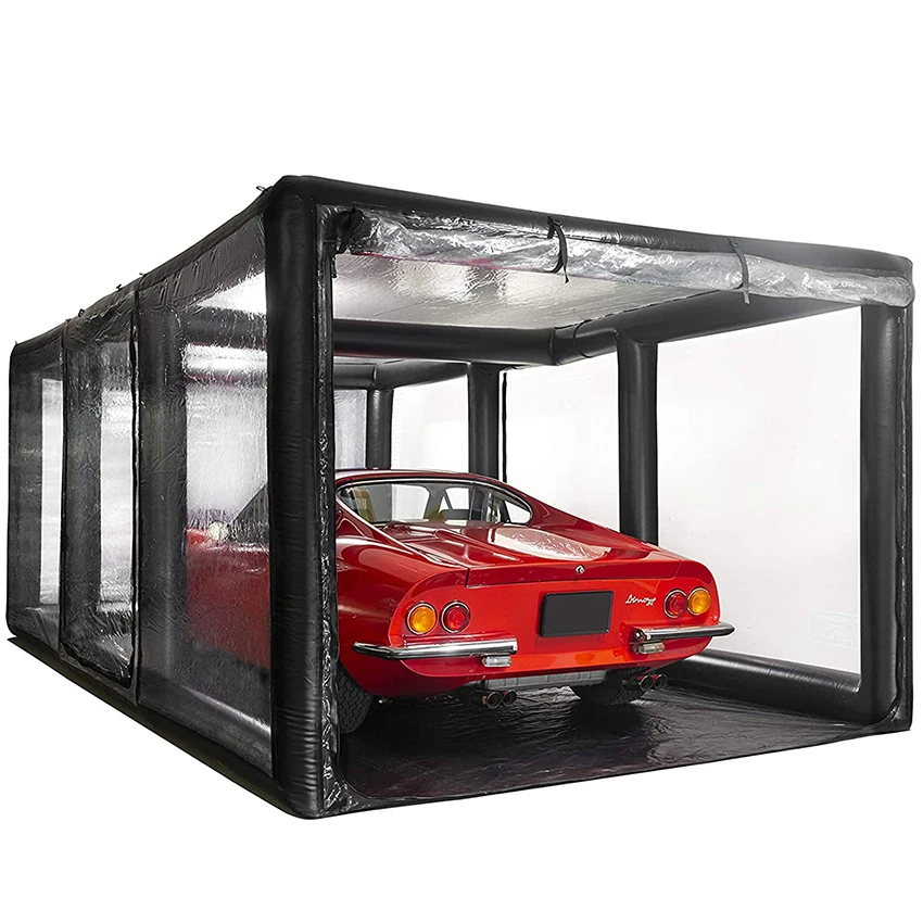 Tenda gonfiabile per garage gonfiabile durevole personalizzata Copertura per auto in PVC per esterni Tenda da parcheggio trasparente antipolvere Tenda spray gonfiabile per autolavaggio