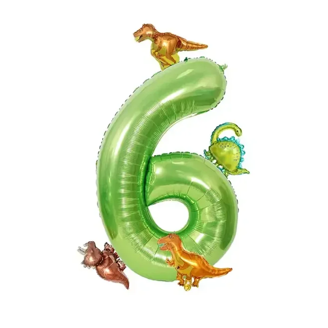 6 Teile/satz 40 zoll Große Aluminium Folie Anzahl Ballon mit Niedlichen Mini Dinosaurier Ballons für Geburtstag Party Jahrestag Dekoration – Detail 11