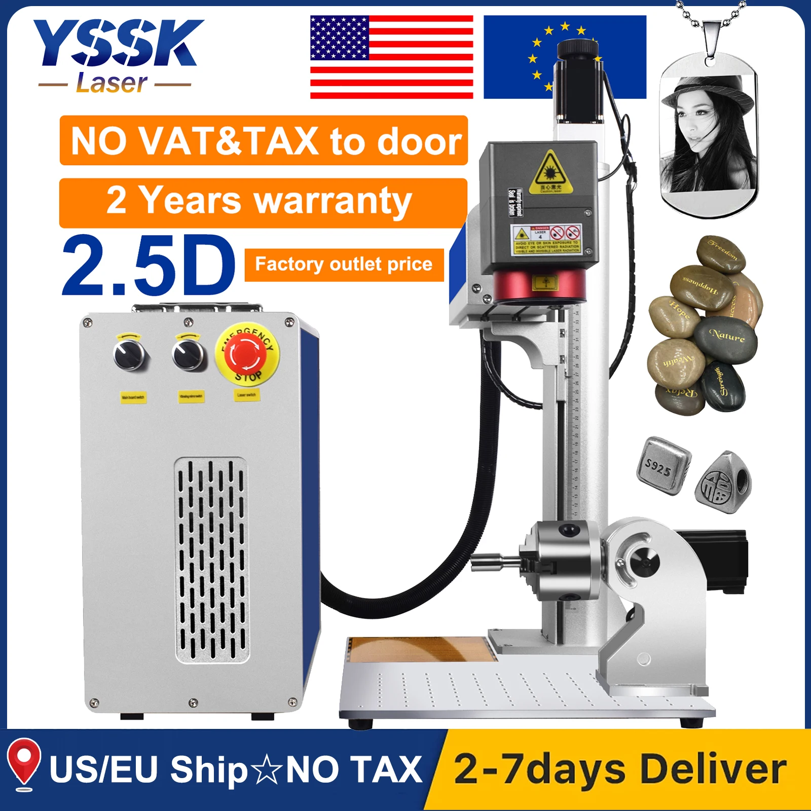 JPT Mopa 100W 2.5D ファイバーレーザー彫刻機 深彫りマーキングマシン Ezcad3 金属対応