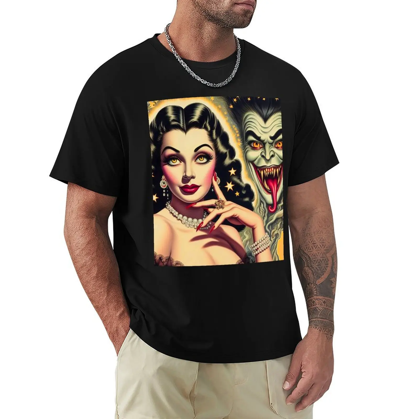

Beauty Horror Pin-up T-Shirt vintage graphic tee gifts for boyfriend luxury designer essential t shirt outfits for men