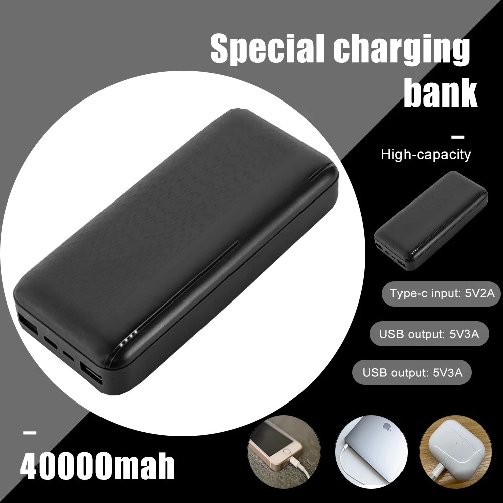 Banco de Potência Portátil de Alta Capacidade, Carregamento Rápido, Powerbank para iPhone 15, 14, 13, 12, Xiaomi Bateria Externa, 40000mAh