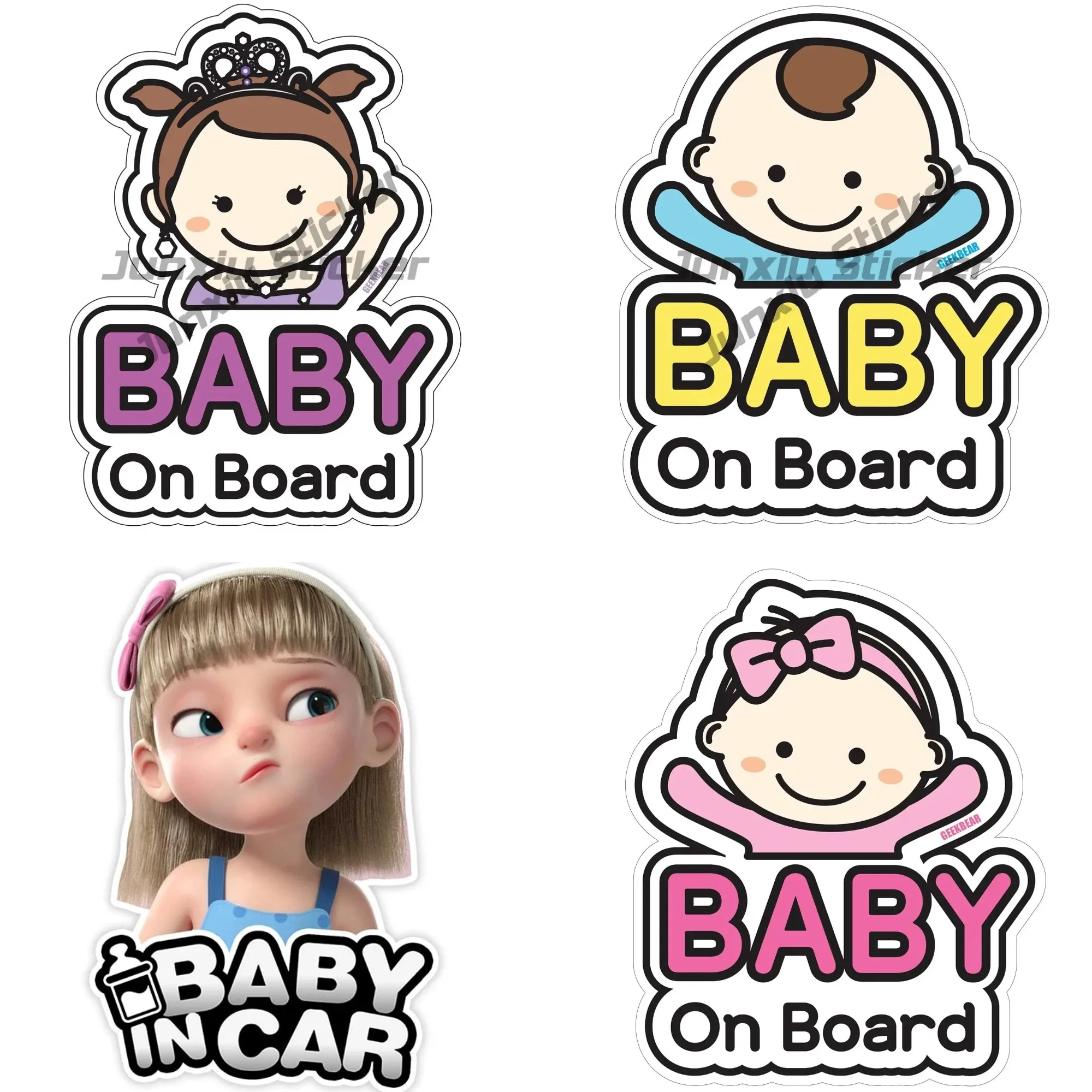 

Baby on Board Cartoon Character Vinyl Sticker Cool Car Decal for Window Bumper Scratch Resistant Reflective Safety Accessories