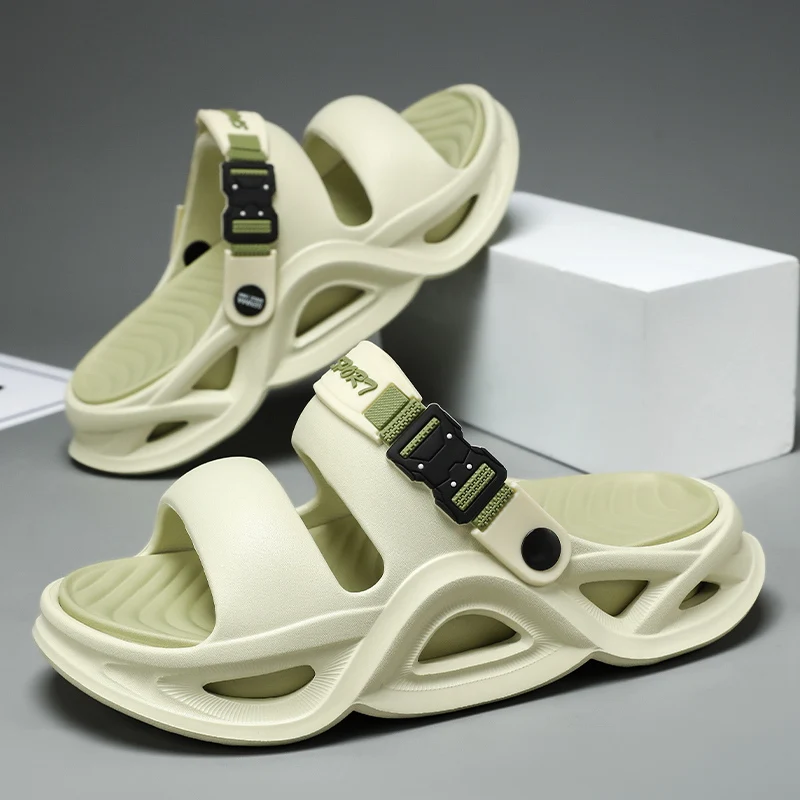 Summer New Style Wear-Resistant Thick-Soled Multi-Functional Color-Blocking Sandals for Home and Outdoor Use, Dual-Purpose for Beach and Daily Casual Wear