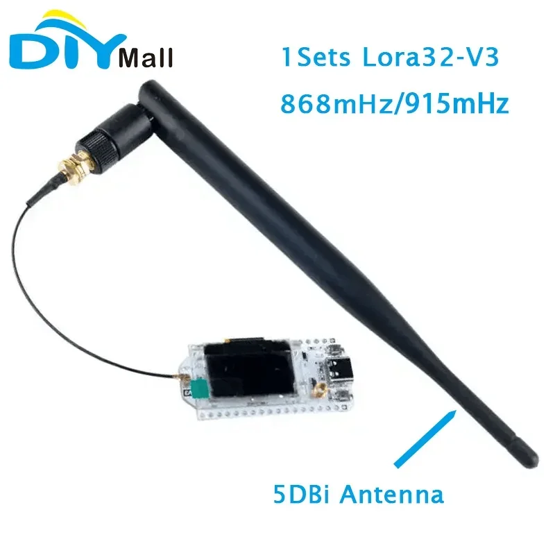 1 Juego de placa de desarrollo de nudos Heltec LoRa32 V3 LoRa 32 SX1262 ESP32-S3 Wifi BLE con antena macho 5DBi SMA IPEX para meshtastico