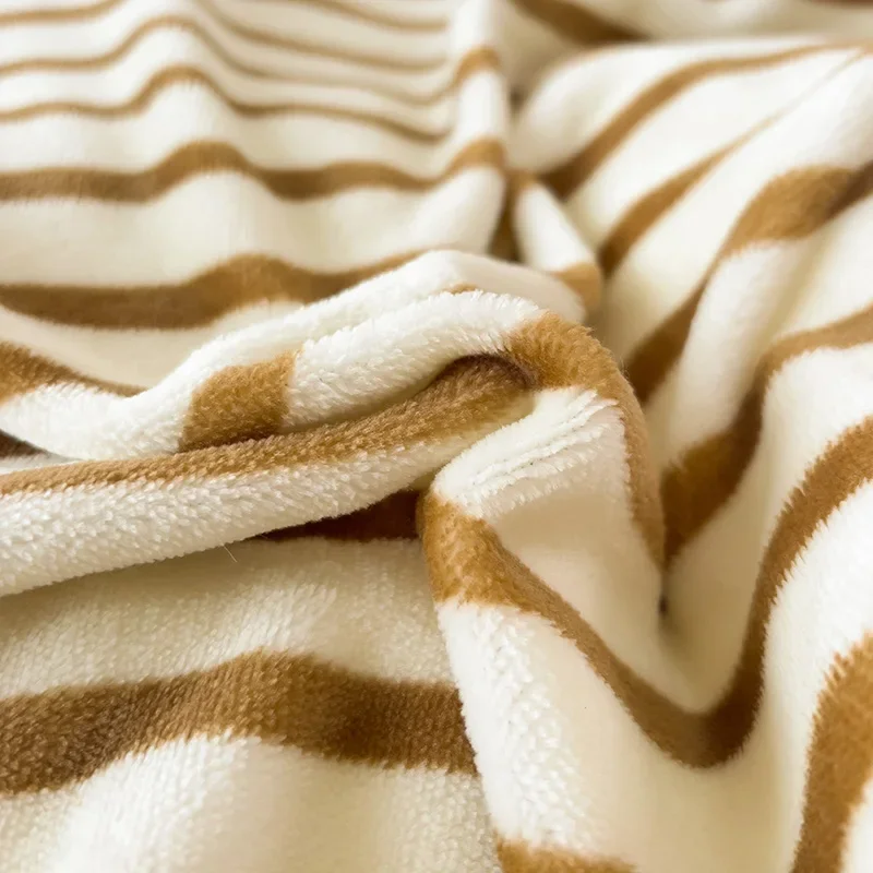 2024 Autumn/winter New Milk Velvet Stripe Single Duvet Set Warm Fleece Blanket Quilt Cover Double Use Large Size Bedding 180x220