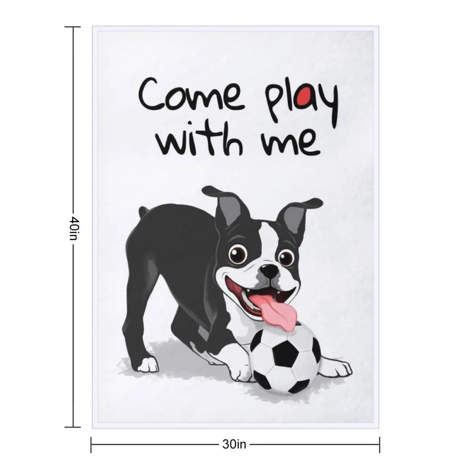 Boston Terrier Come Play With Me Throw Blanket Flannel Bed Fashionable Soft Beds wednesday for winter Plush Blankets