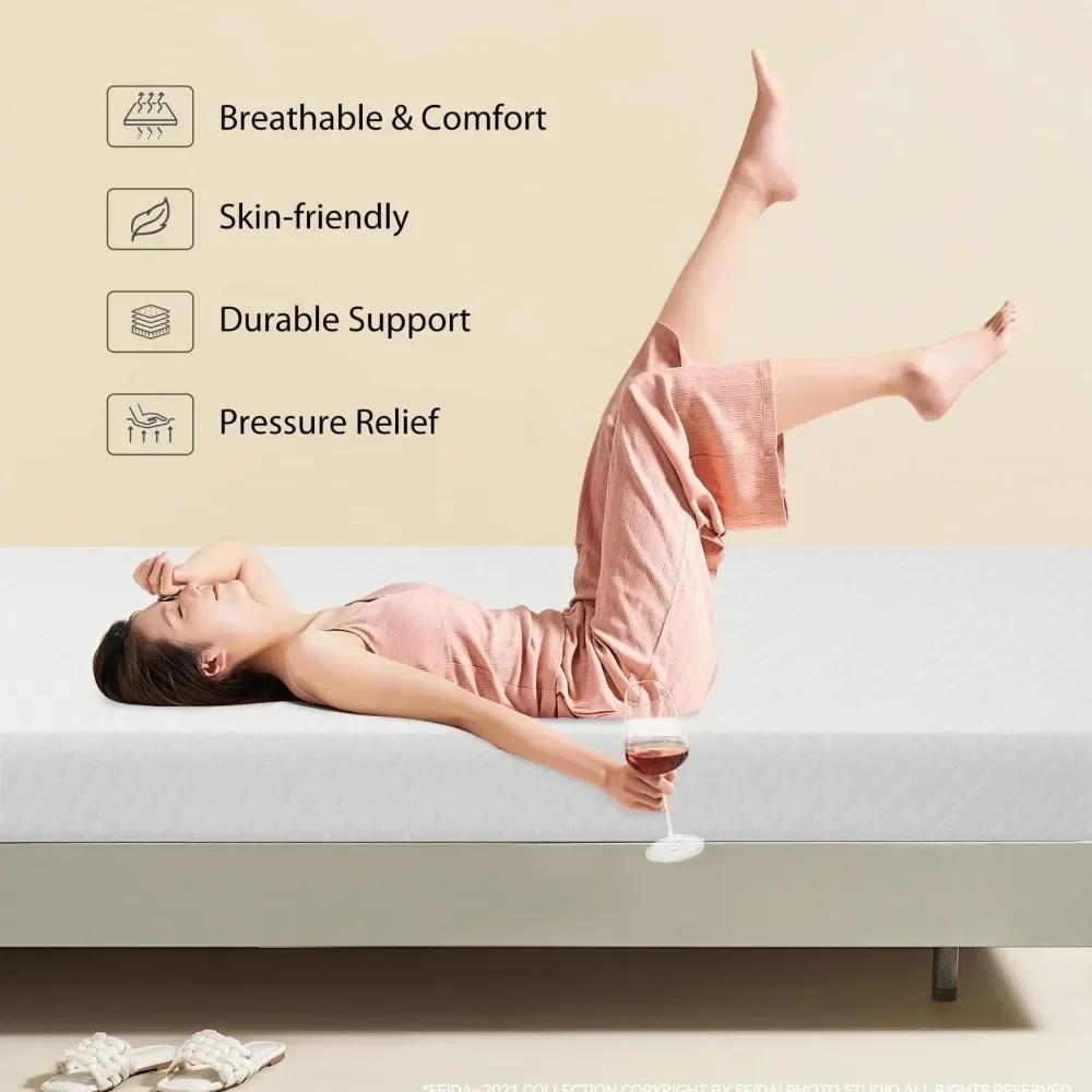 5" Gel Memory Foam Mattress Fiberglass Free/CertiPUR-US Certified/Bed-in-a-Box/Cool Sleep & Comfy Support/Medium firm mattresses