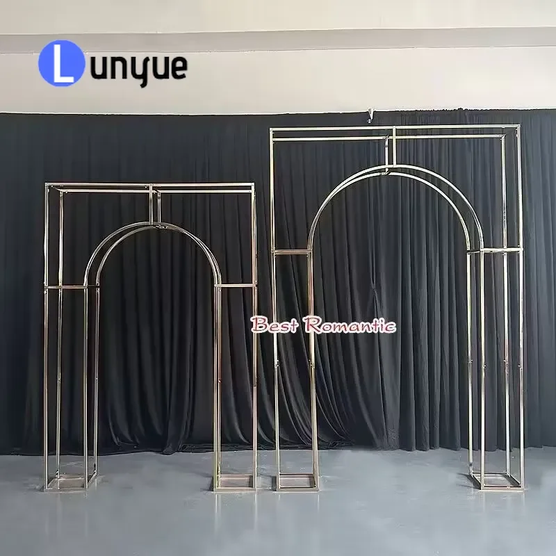 Gold Metal Arch Wedding Stage Layout Iron Screen Welcome Area Decorative Background Frame Hot Wedding Props