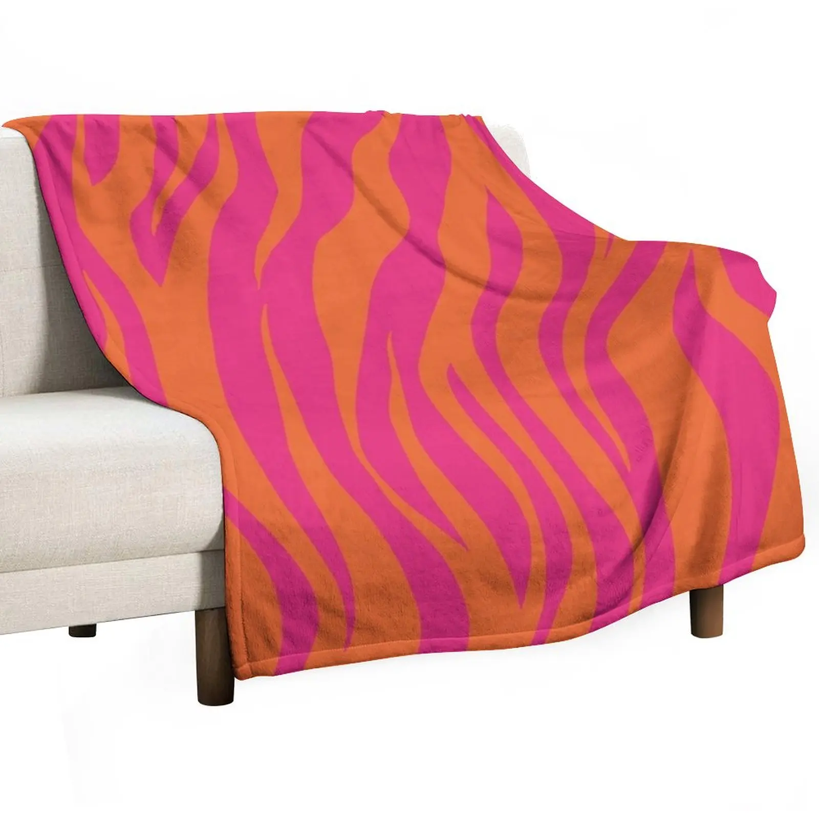 

Zebra skin texture Orange Pop and Hot Neon Pink Throw Blanket Summer Bed linens wednesday for winter Blankets