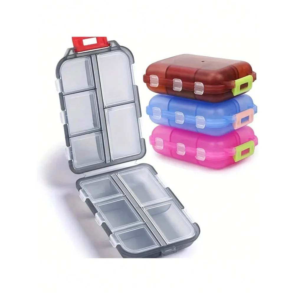 

3pcs/1box Portable Mini Weekly Travel Pill Box, Compact Pocket Organizer Suitable For Wallet, Vitamins, Fish Oil, Compartment Container