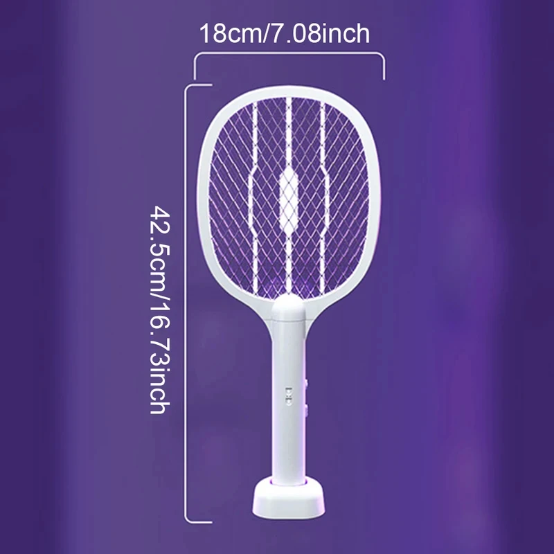 1/2Pcs Handheld Electric Fly Swatter 3000V Bug Zapper Racket  2 IN 1 Fly Swatter with USB Rechargeable Mosquito Killer Lamp