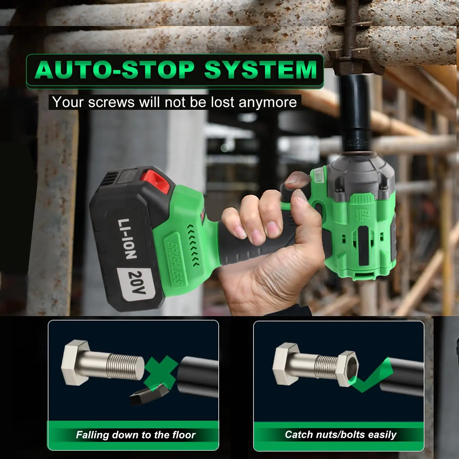 مفتاح ربط كهربائي 20 فولت 2 في 1 لاسلكي مع بطارية عزم دوران أقصى 650 نانومتر تدعم انخفاض الشحن مستودع الولايات المتحدة المحلي