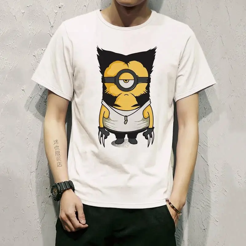 

Cute Minions Funny Banana Throne Men and Women Couple Short-sleeved T-shirt Pure Cotton Casual Sports Street Top Y2K