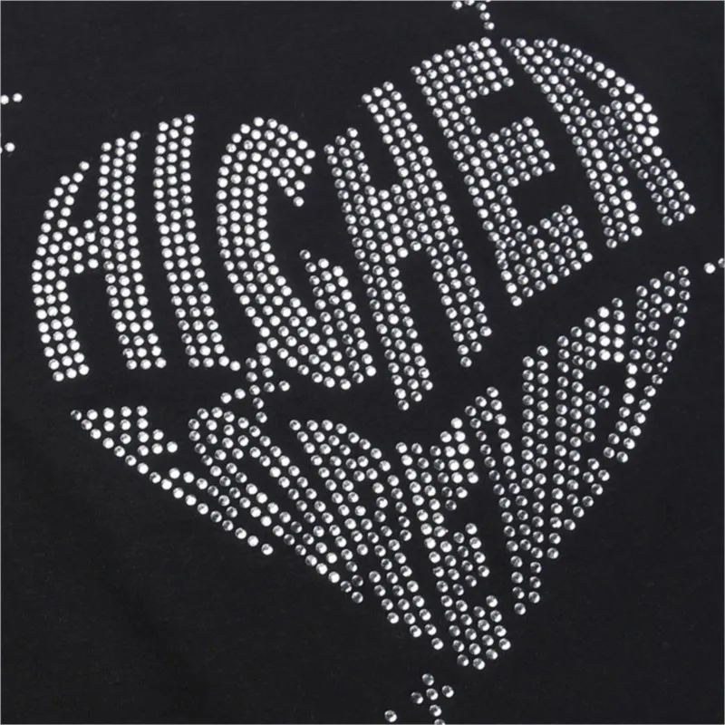 T-Shirt Gothique Sexy avec Strass Bling pour Femme, Streetwear Noir, Vintage, Lettre Mignonne, Vêtements Y2k, Punk, Slim, Crop, Y-Tees