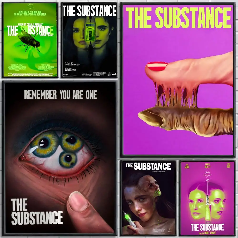 Movie The Substance Poster Self-Adhesive HD Mural Wall Decals, Living Room Bedroom Home Decor Gift