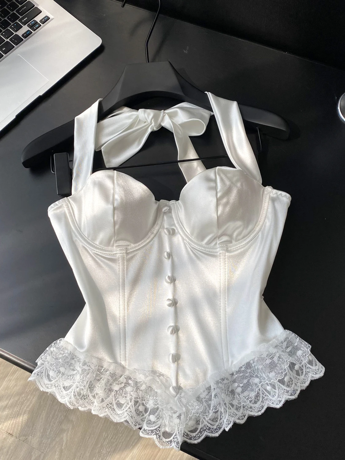 

Pure Desire сексуальный кружевной жилет с подвесным ремешком, женский утягивающий топ из волокна, летняя верхняя одежда обычного кроя для поездок на работу