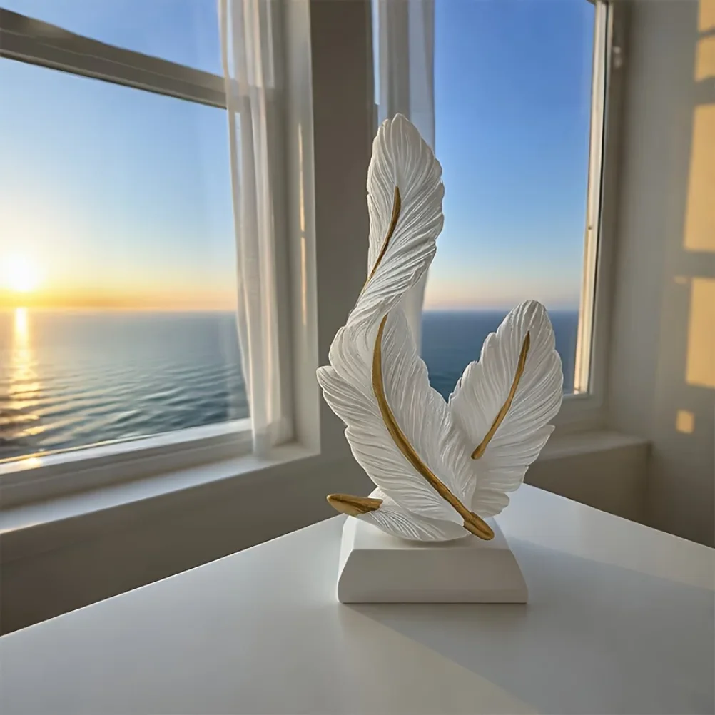 Light Luxury Art Feather Home Decoration Resin Material Bedroom Living Room Entrance Decoration Halloween Decoration Gift