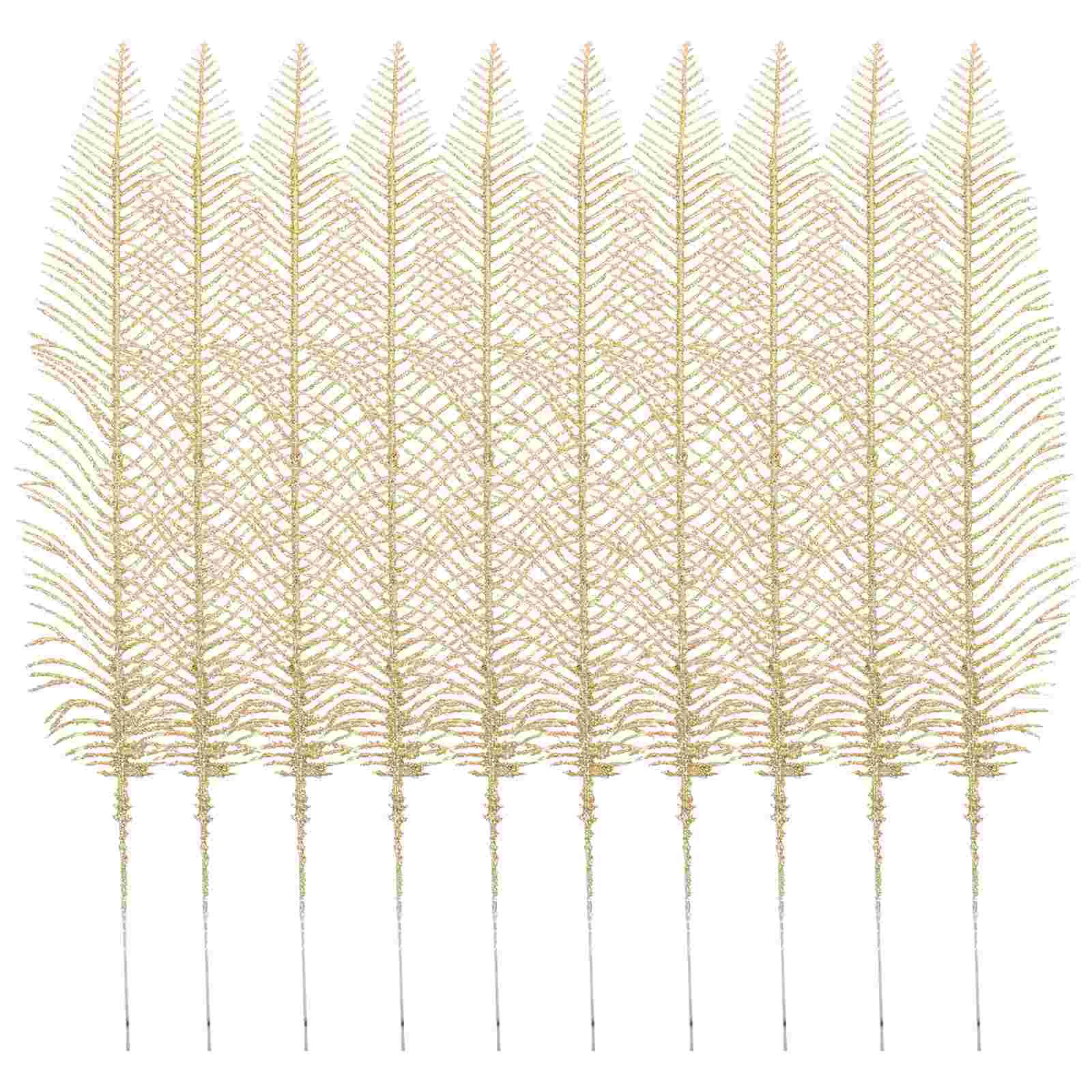 10 Pcs Gold Powder Blade Autumn Decor Christmas Artificial Leaves Wreath Glitter Fake Plastic Tree Decorations