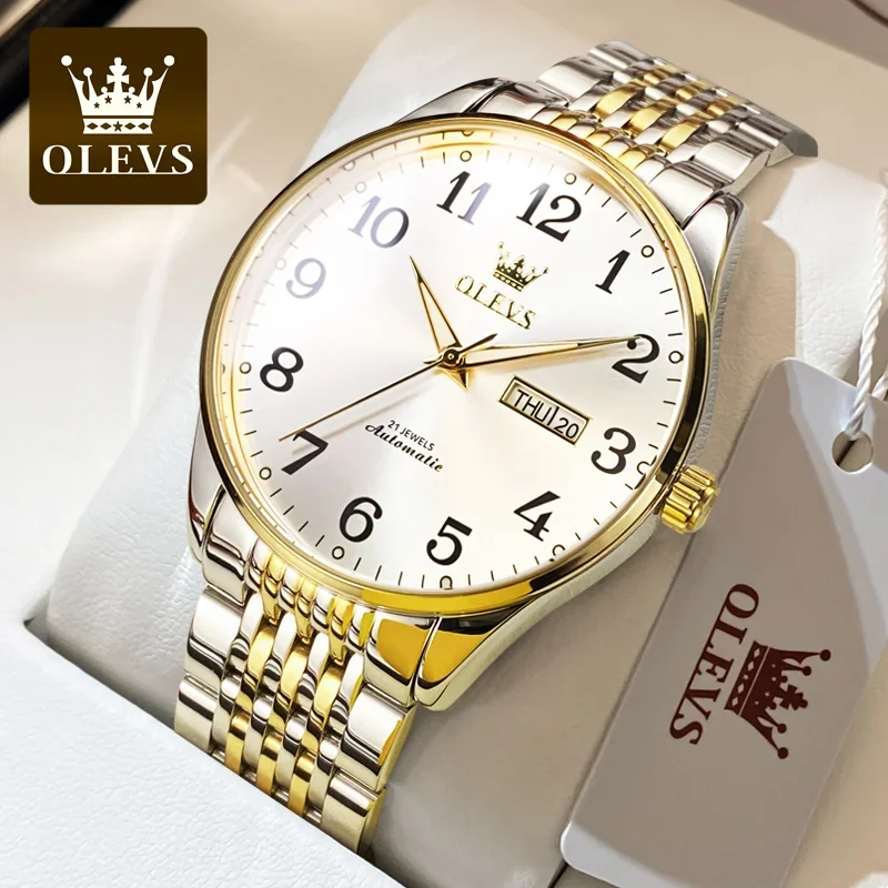 

Olevs 6666 fashion Men's Watch luxury automatic mechanical watch stainless steel waterproof date men watch Reno Masculino