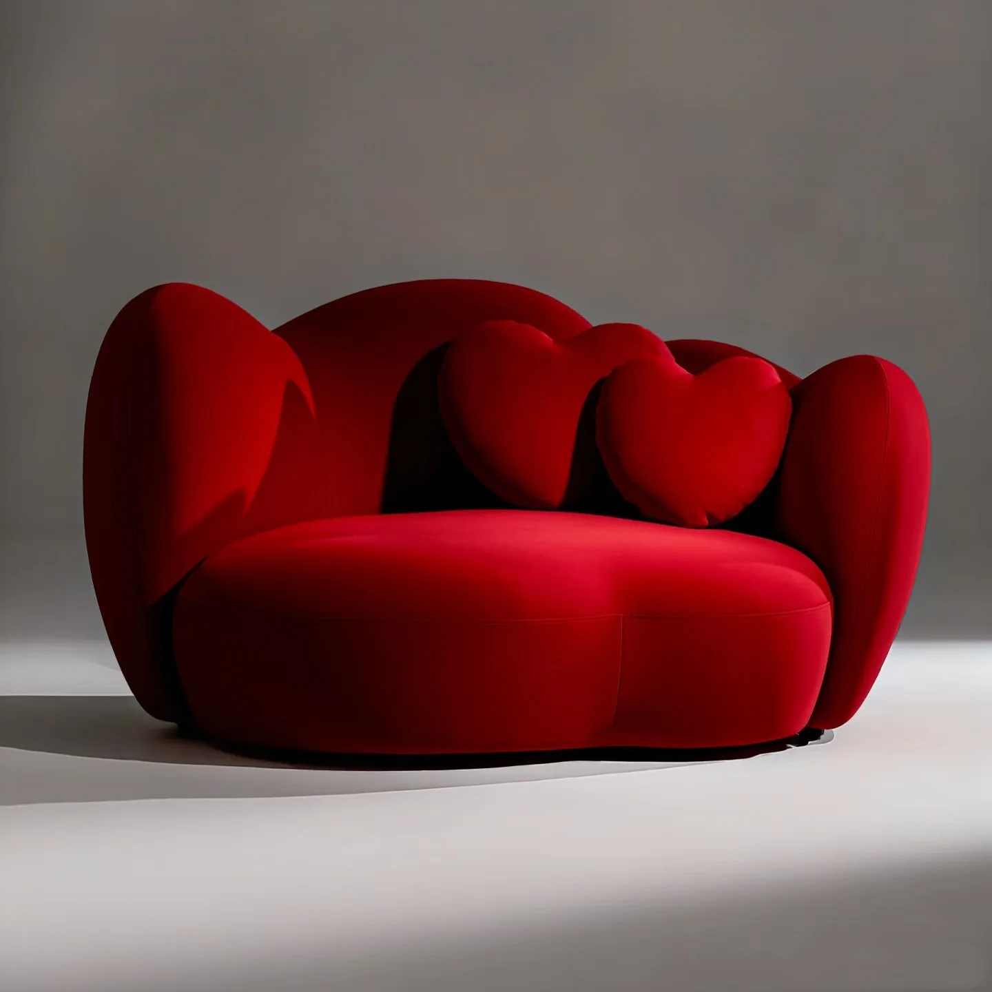 Italian Minimalist Heart Shaped 2 Seater Sofa Chinese Red Irregular Curved Leisure Couch for Balcony Living Room