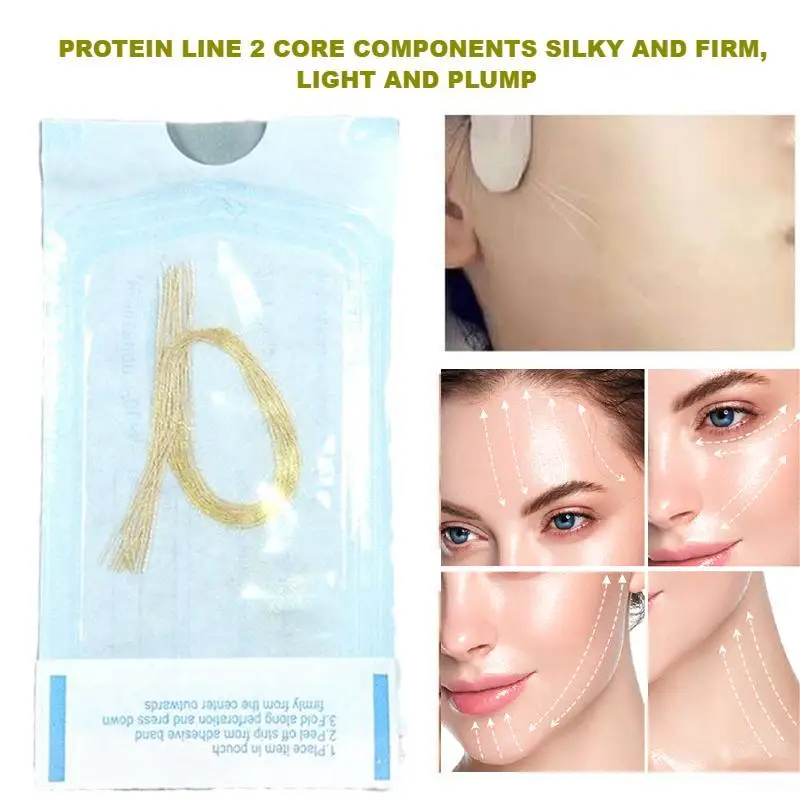 100bag 24K No Needle Gold Protein Line Absorbable Anti-wrinkle Face Filler Lift Firming Collagen Thread Anti-Aging Facial Ser