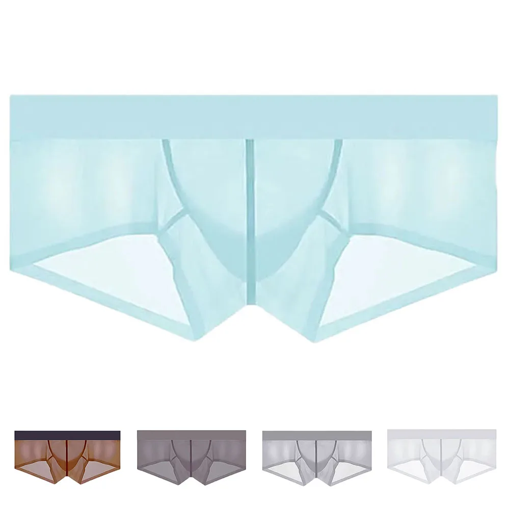 

Elastic Trunks Underwear for Men with Mesh Sheer Mini Boxers Low Waist and Bulge Pouch for Enhanced Comfort and Fit