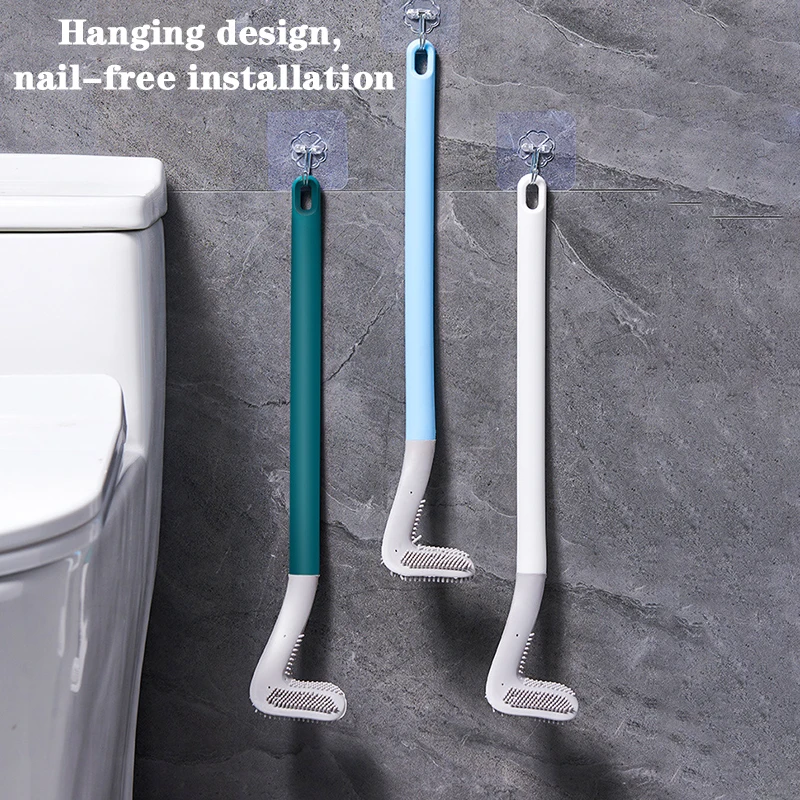 

1Pcs Golf Style Toilet Brush Household Toilet Brush Long Handled Soft Rubber Toilet Brush Wall Mounted No Drill Cleaning Brush