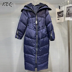 KBQ Solid Slimming Chic Parkases For Women Lapel Long Sleeve Tunic Patchwork Zippers Thick Casual Parkas Female Fashion Winter