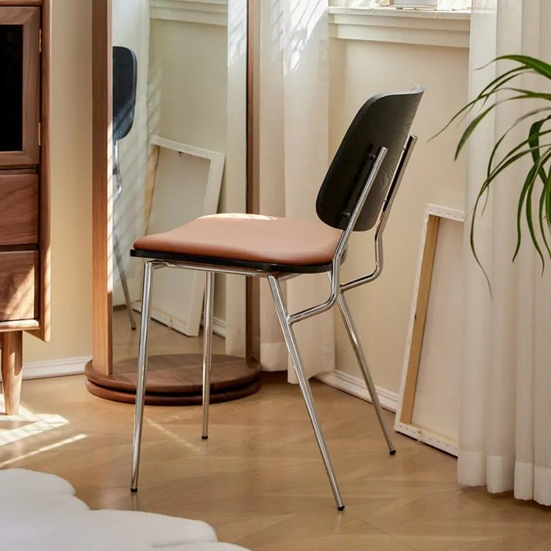 Scandinavian Solid Wood Dining Chairs Living Room Back Accent Chairs Bistro Cafe Chair Mid-Century