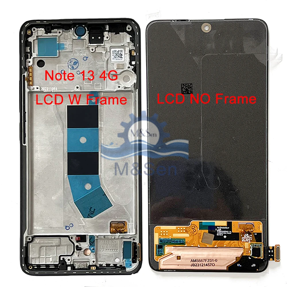 6.67\'\' Original For Xiaomi Redmi Note 13 4G LCD Display 23129RAA4G Screen Touch Panel Digitizer For Redmi Note13 5G LCD Frame