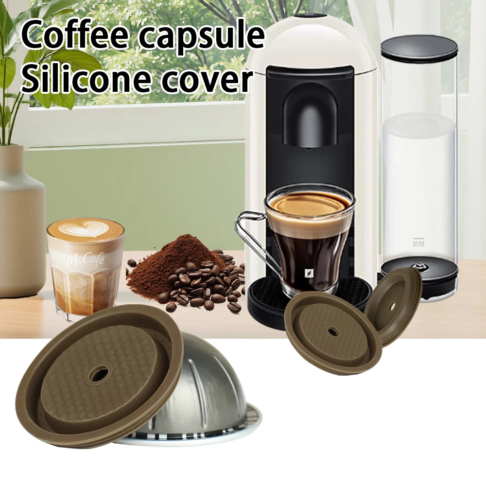 1/2pcs Brown Suitable for Vertuo Silicone Lid, Reusable Sealed Lid, Compatible with Various Capsule Shells
