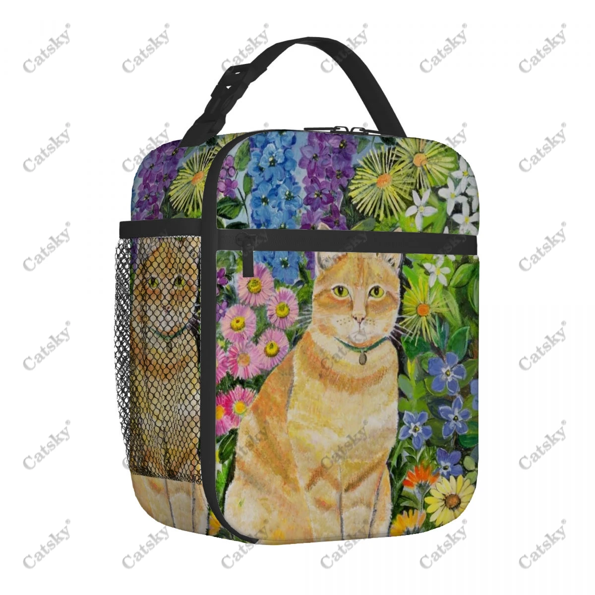 Henri Matisse cat flowers Art Portable aluminum foil thickened lunch bag waterproof thermal insulation printed lunchs tote bags