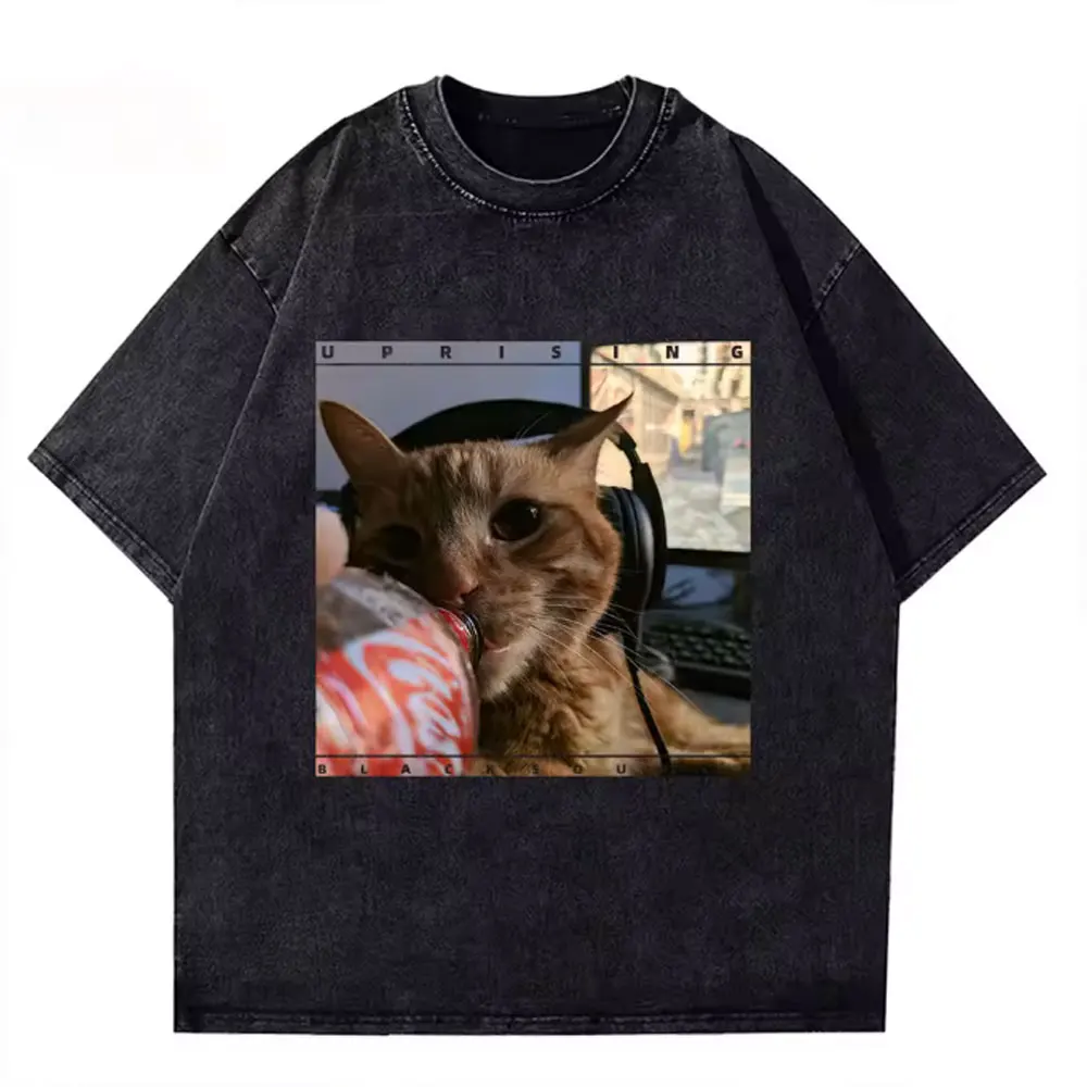 Funny Gamer Cat Meme Printed Tshirt Women Fashion Summer Short Sleeved Casual Harajuku T-shirts Tops Casual Clothing