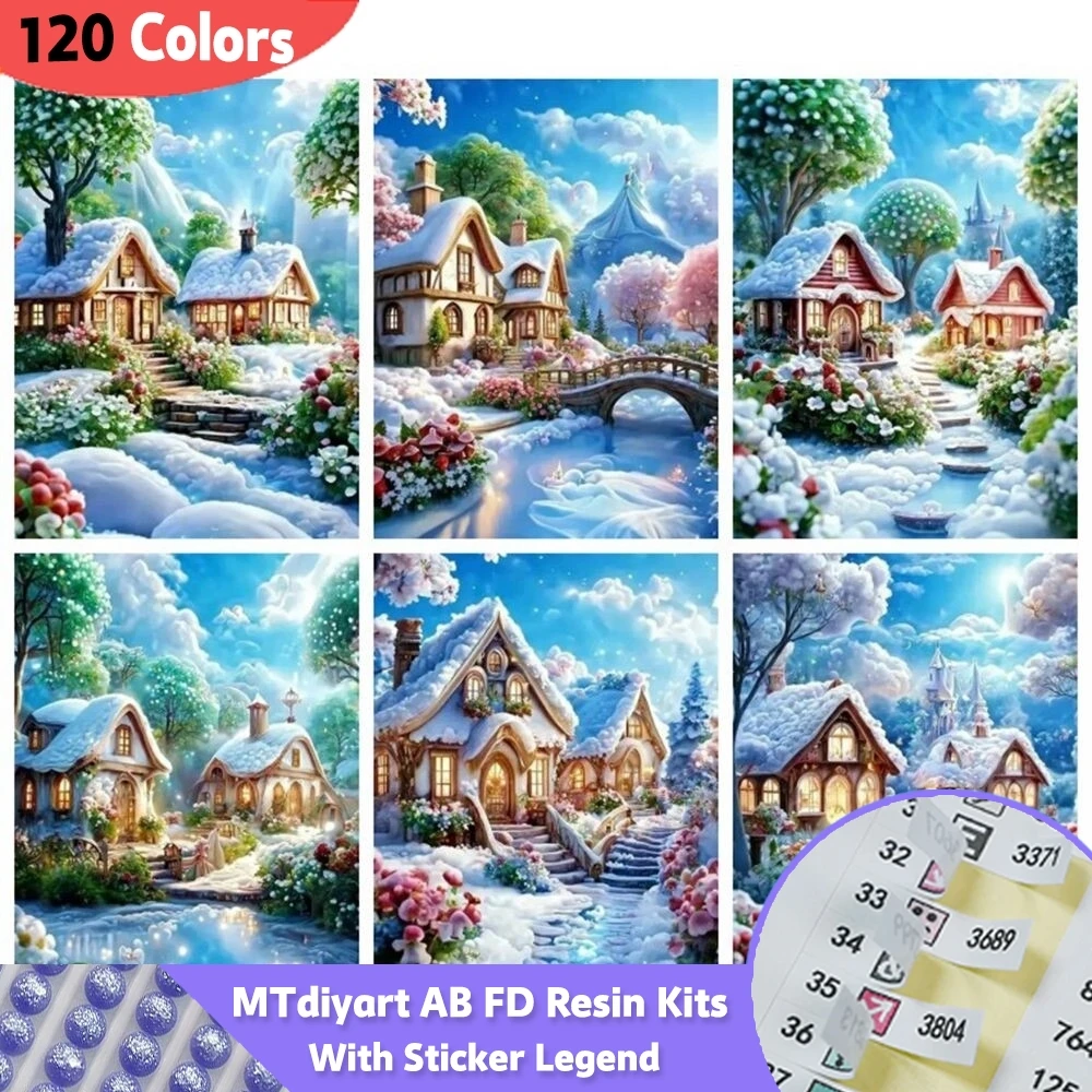 Sticky Legend 120 kolorów AB Fairy Dust 5D Diy Diamond Painting Resin Snow Tree Embroidery House Landscape Mosaic Home Decor