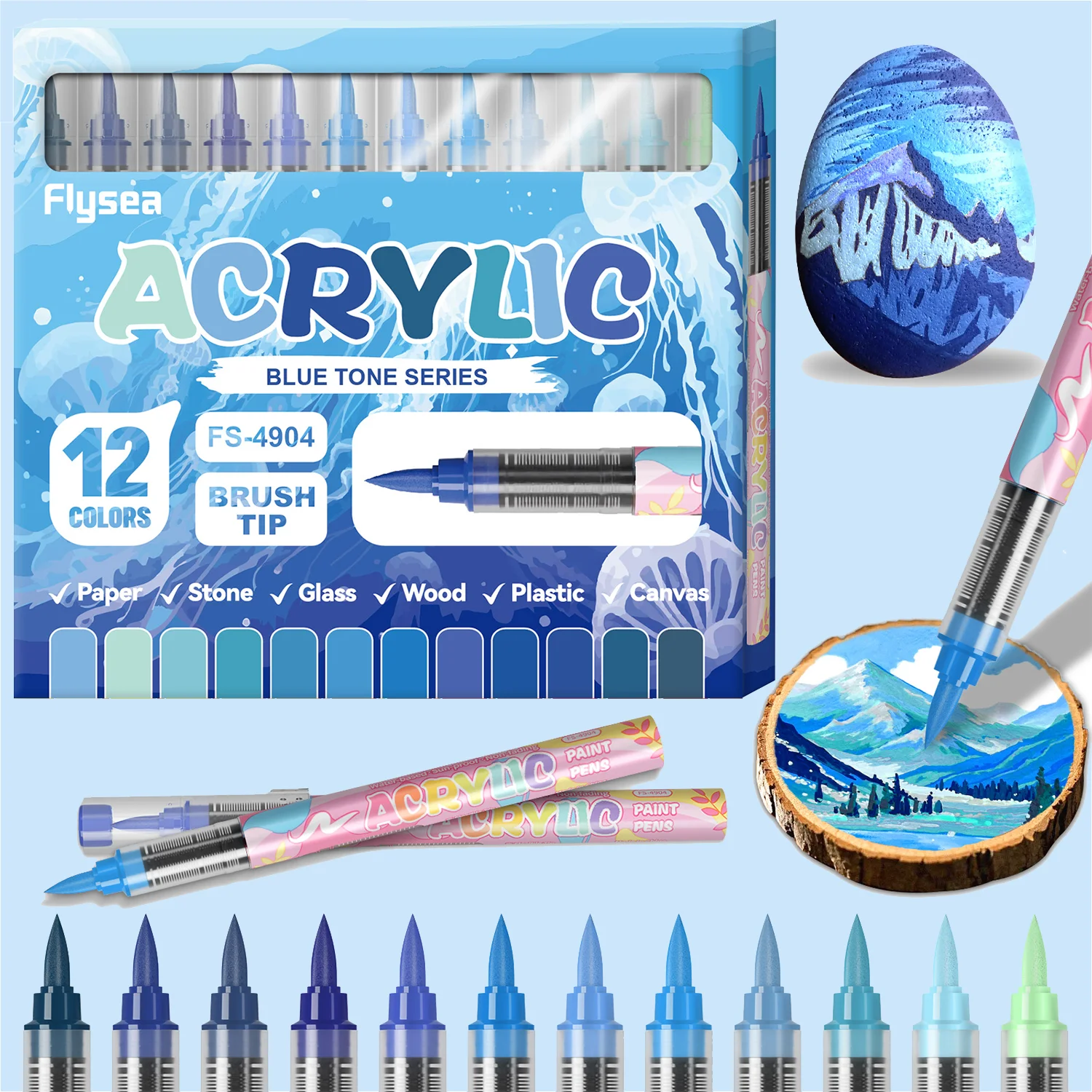 

12-цветный маркер для акриловой краски Ручка для акриловой краски на водной основе с мягким кончиком кисти Серия «Тон кожи» Установить Наскальная живопись своими руками